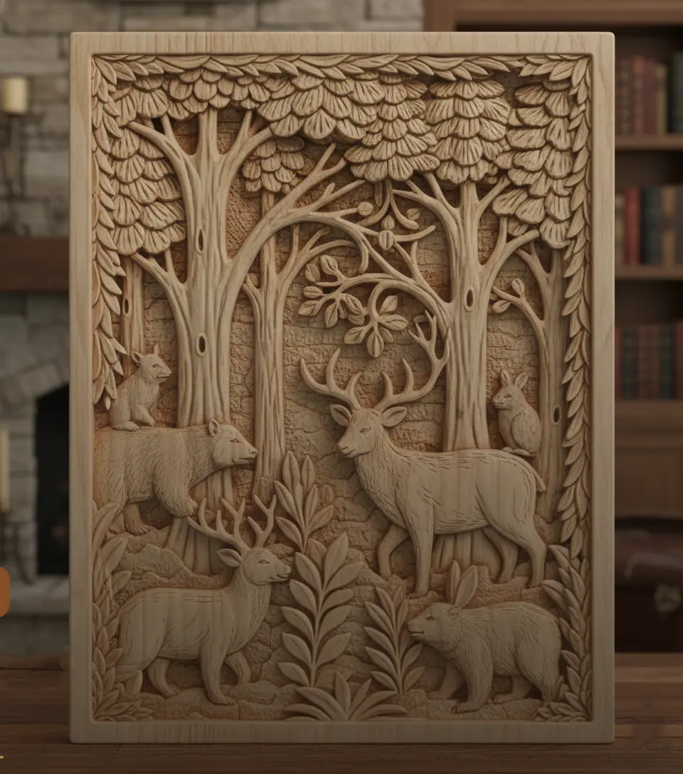 Forest Wildlife Bas-Relief