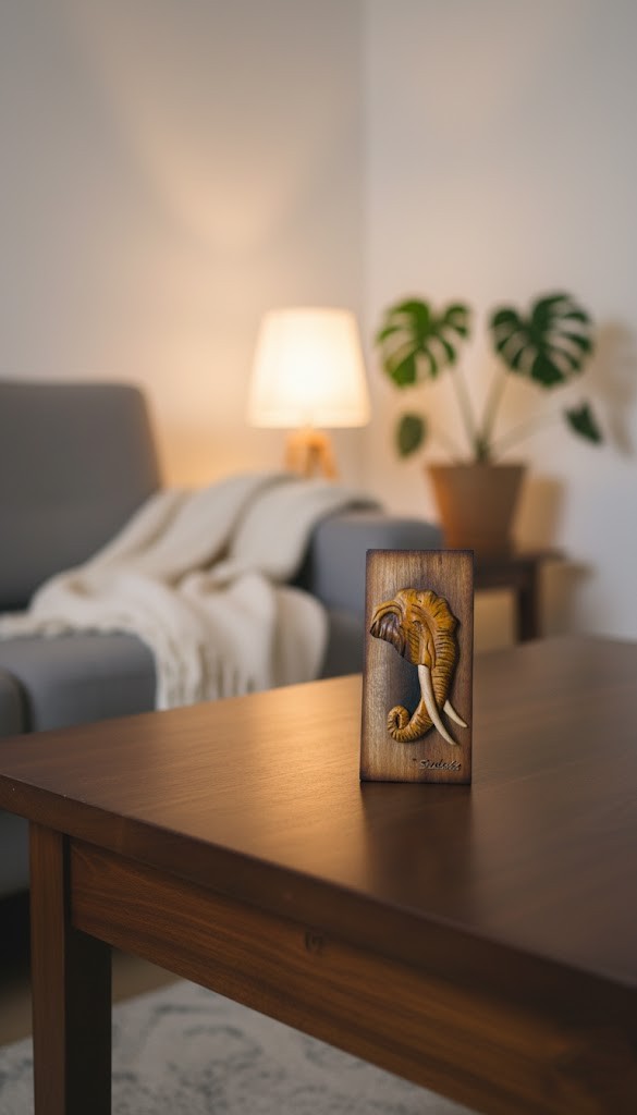 Elephant Head Wooden Decor