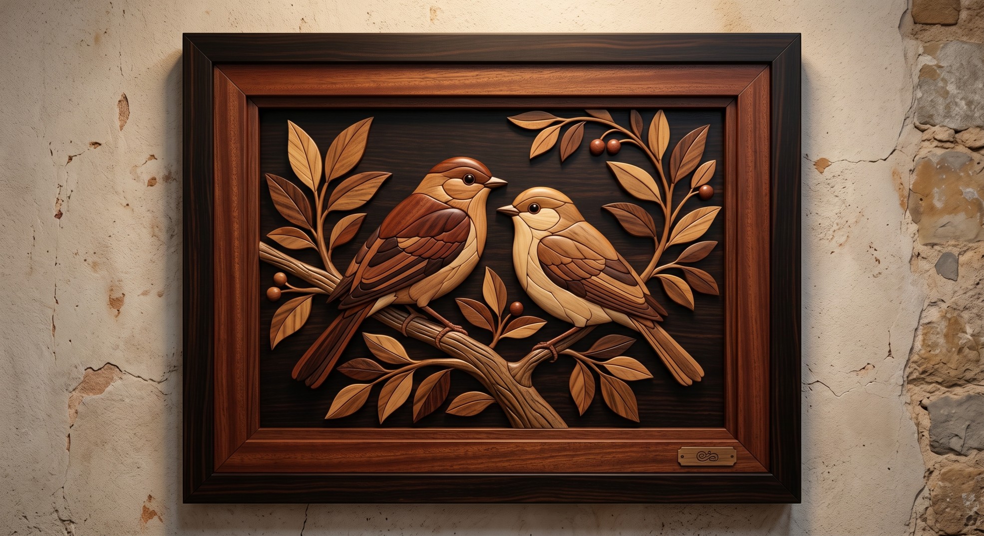 BIRDS COUPLE  WITH FRAME view 2