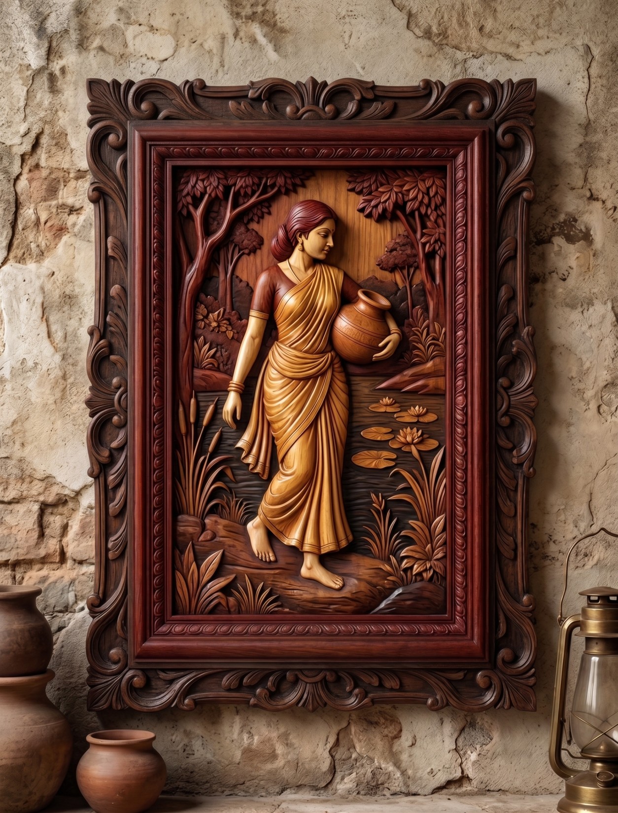THE LADY GOING TO THER WATER  WITH FRAME