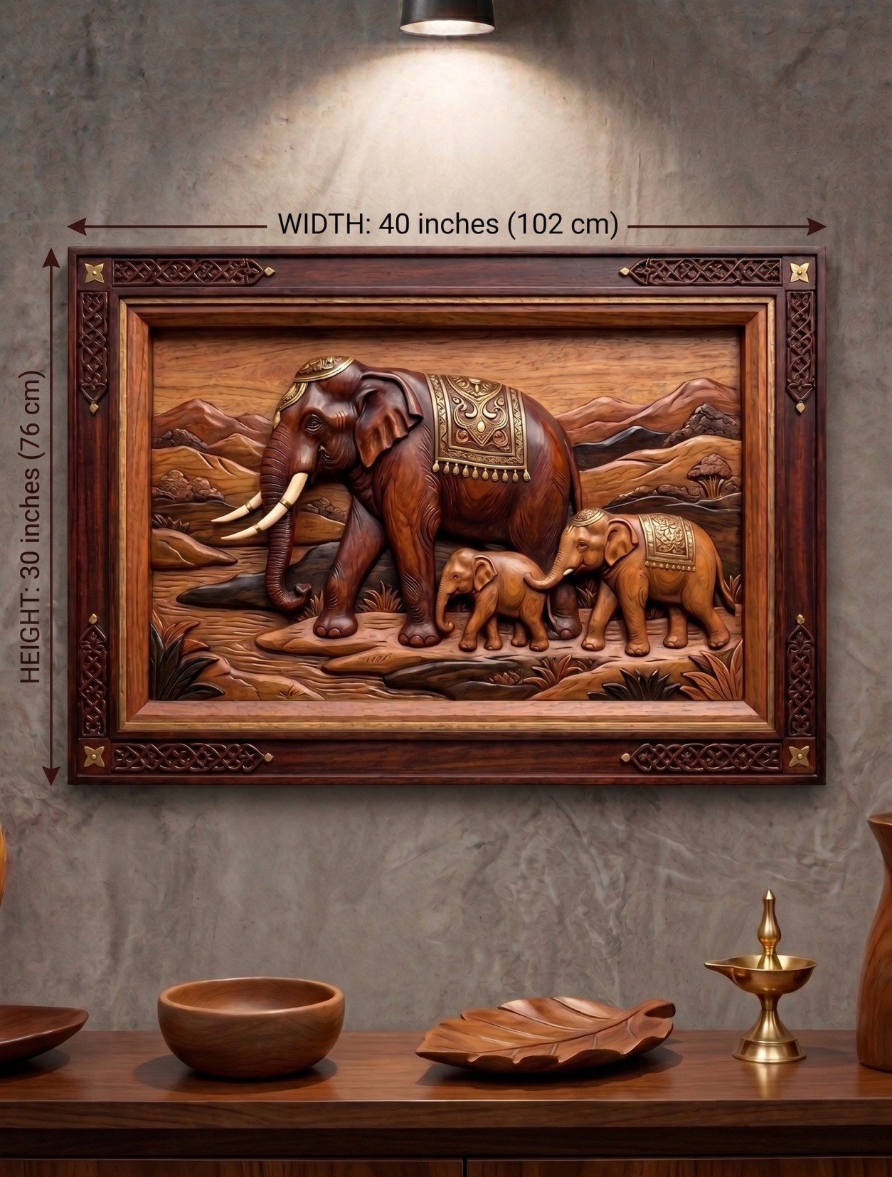 BRASS ELEPHANT TRIO - LANDSCAPE (W77) view 2