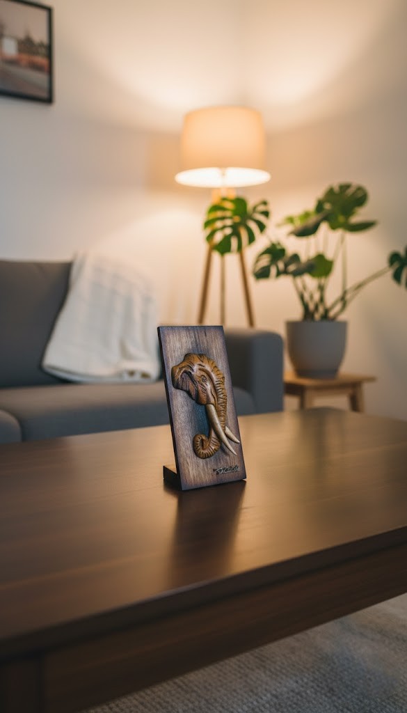 Elephant Head Wooden Decor