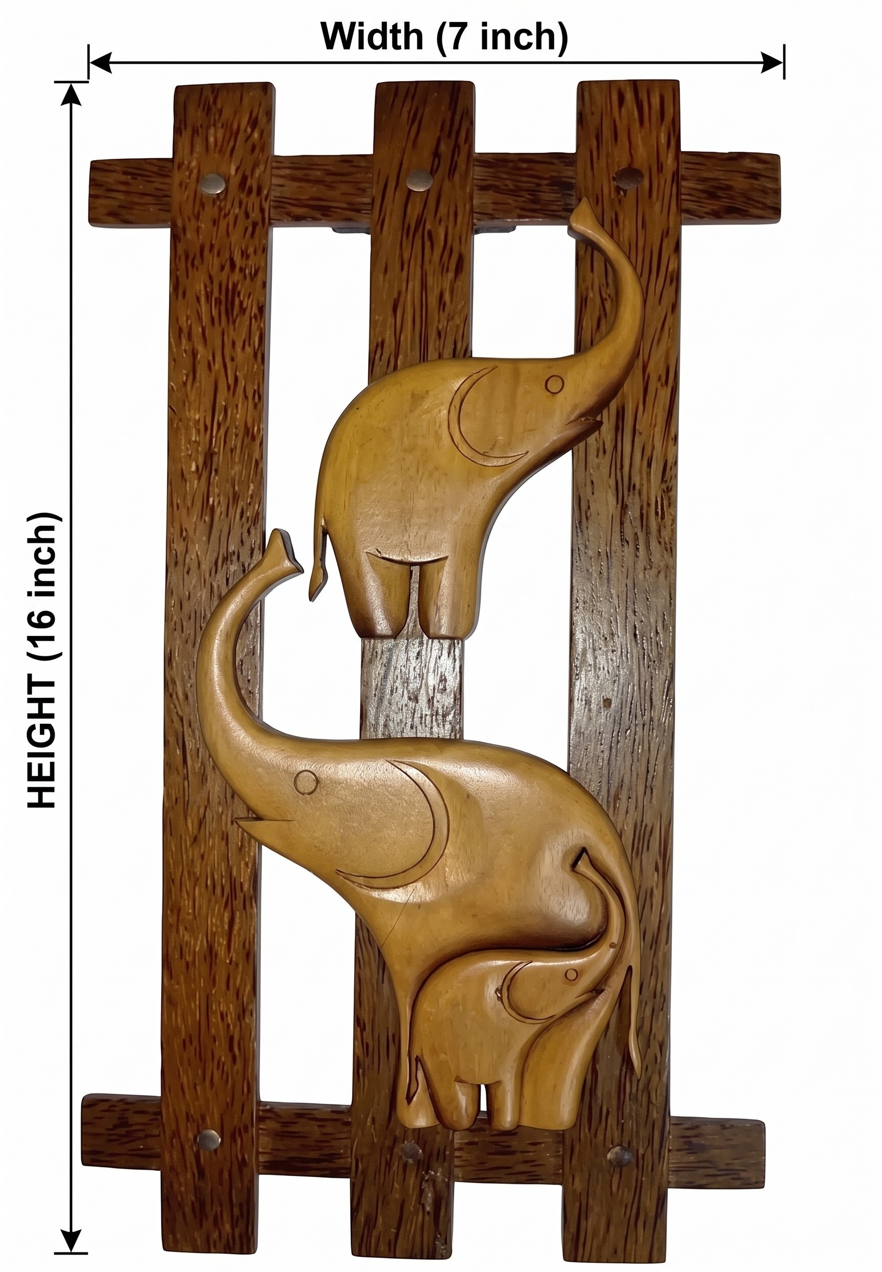 ELEPHANTS AND CUB  ON THREE WOODEN BANDS view 2