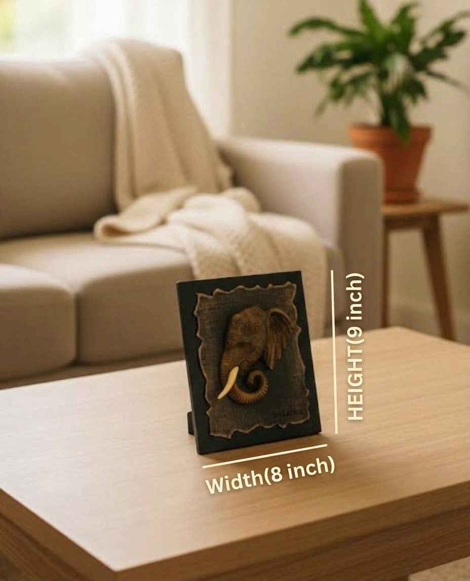 HANDCRAFTED SRI LANKAN WOODEN ELEPHANT RELIEF PLAQUE view 2