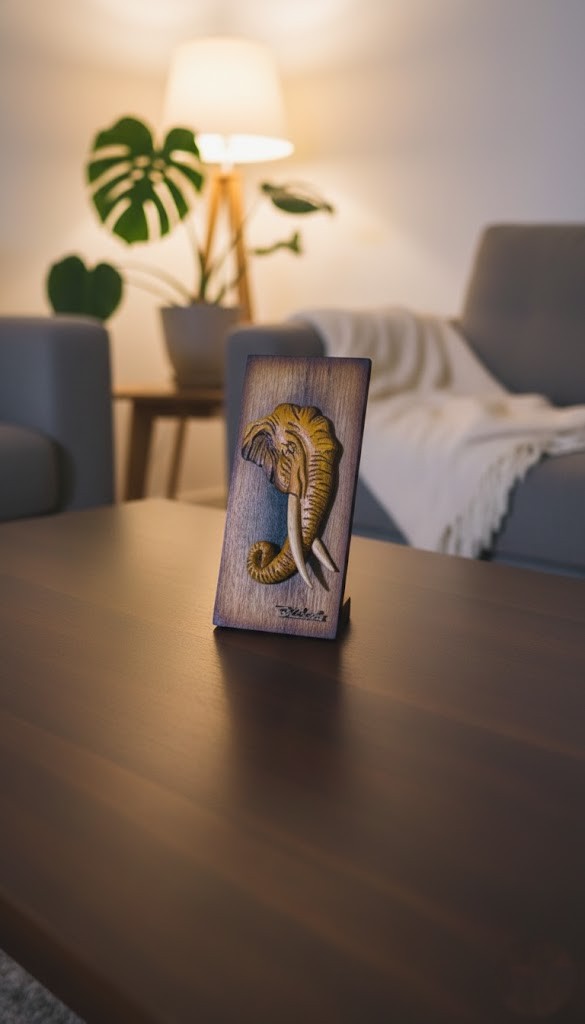 Elephant Head Wooden Decor