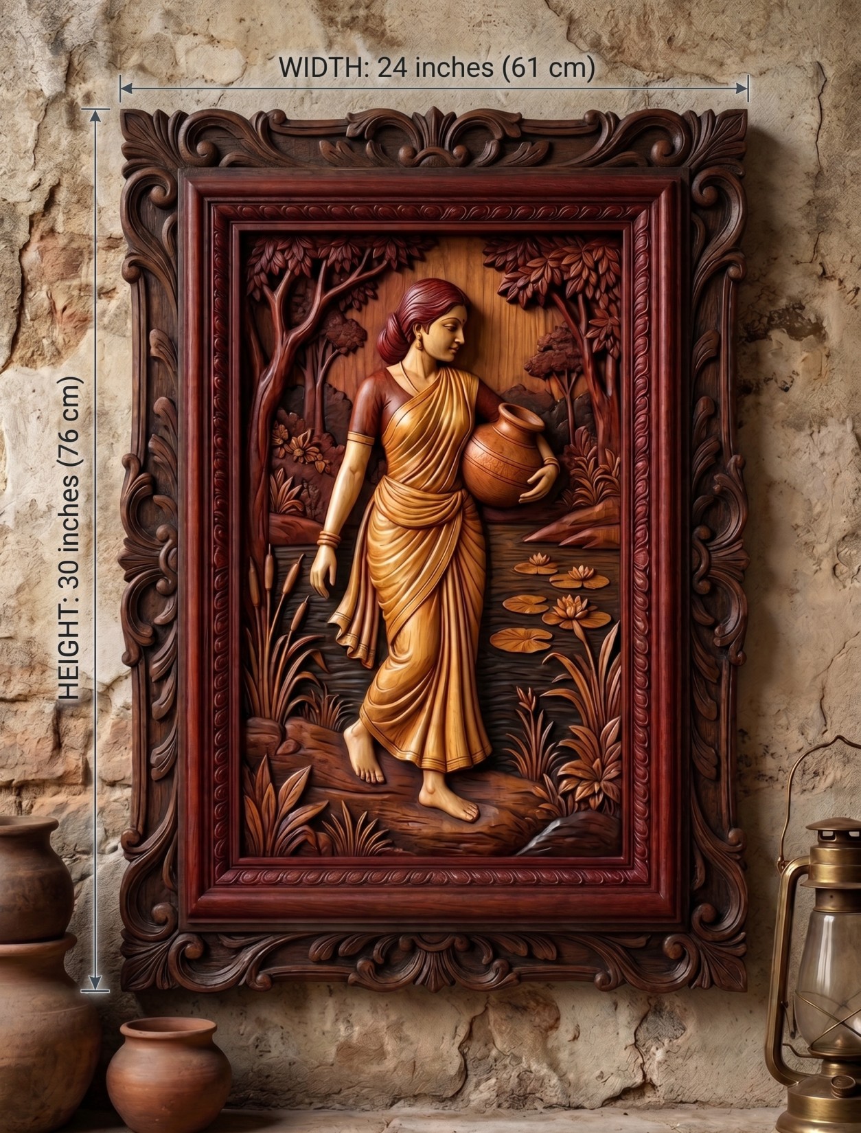 THE LADY GOING TO THER WATER  WITH FRAME