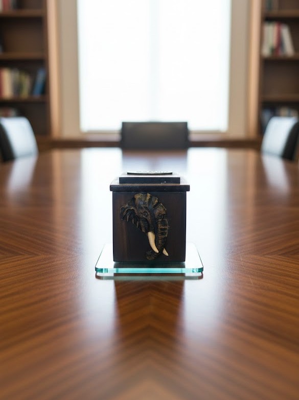 HANDCRAFTED DARK WOOD ELEPHANT TRINKET BOX view 3