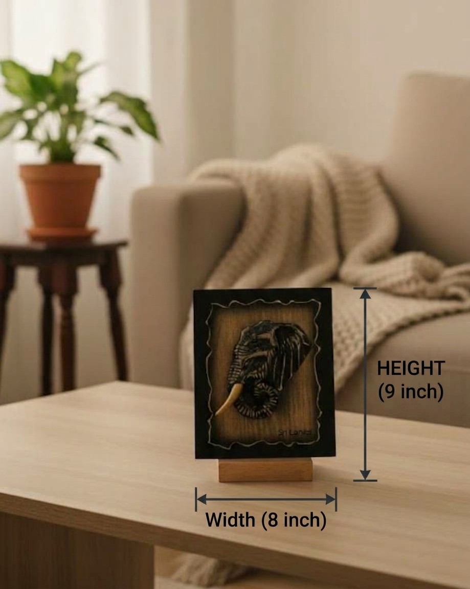 HANDCRAFTED SRI LANKAN WOODEN ELEPHANT RELIEF PLAQUE 02 view 2