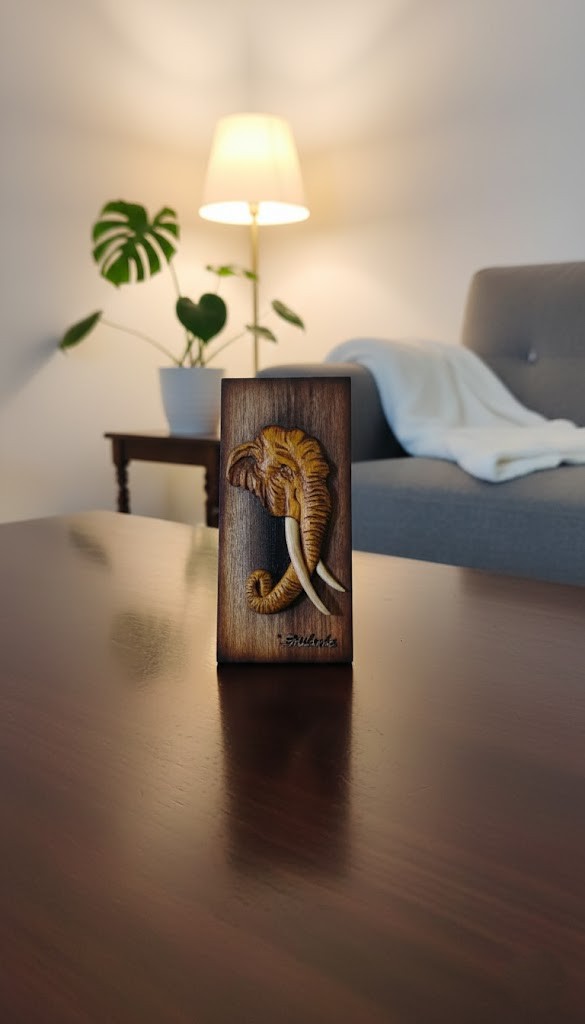 Elephant Head Wooden Decor