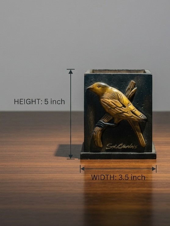 HANDCRAFTED WOODEN BIRD PEN HOLDER view 2