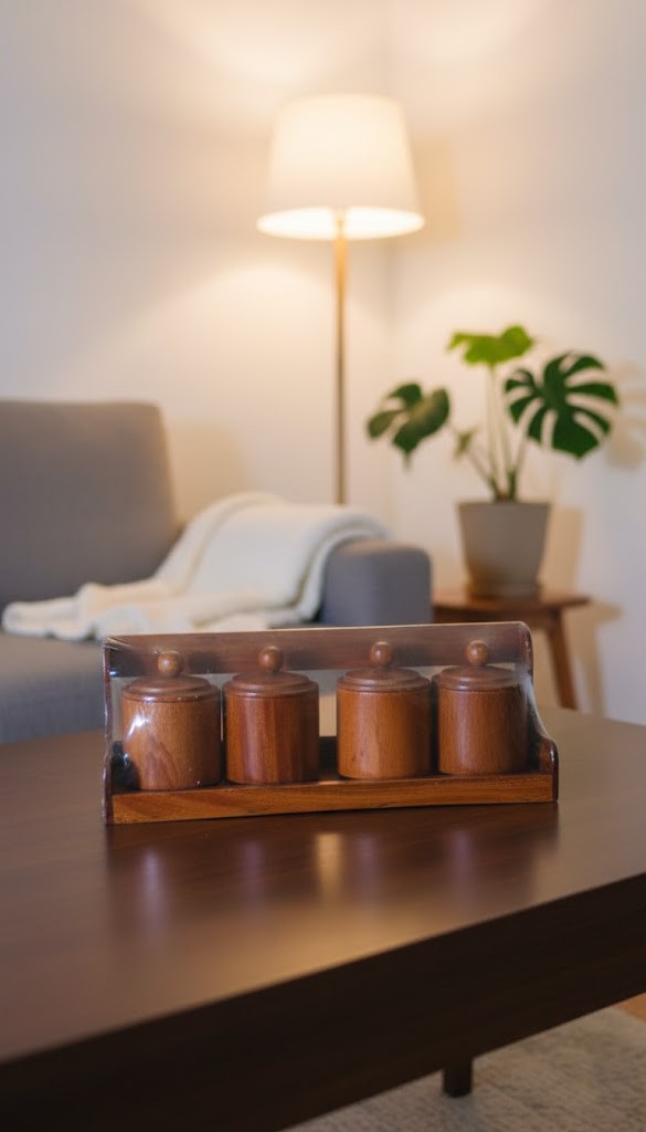 Wooden Spice Jar Set