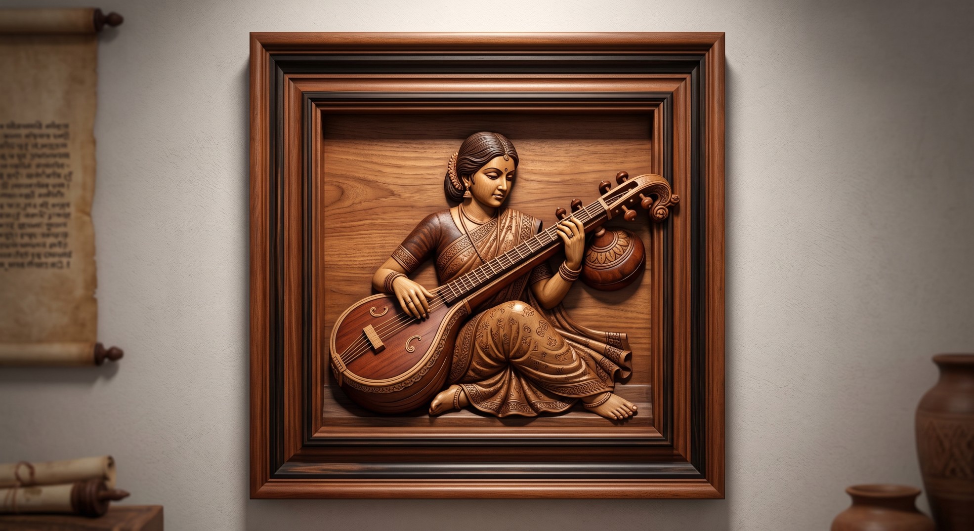 A PLAYING VEENA WITH FRAME view 2