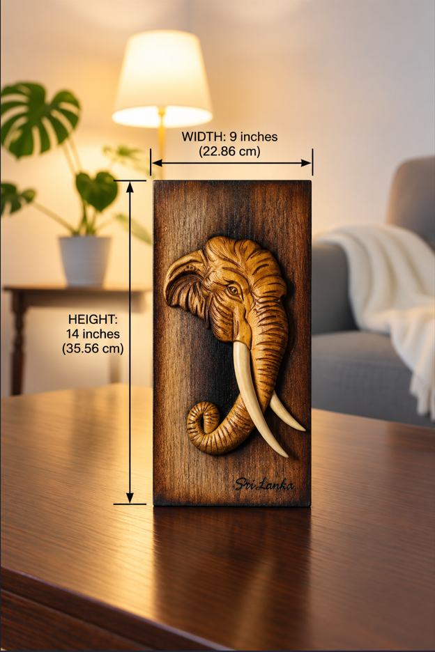 Elephant Head Wooden Decor