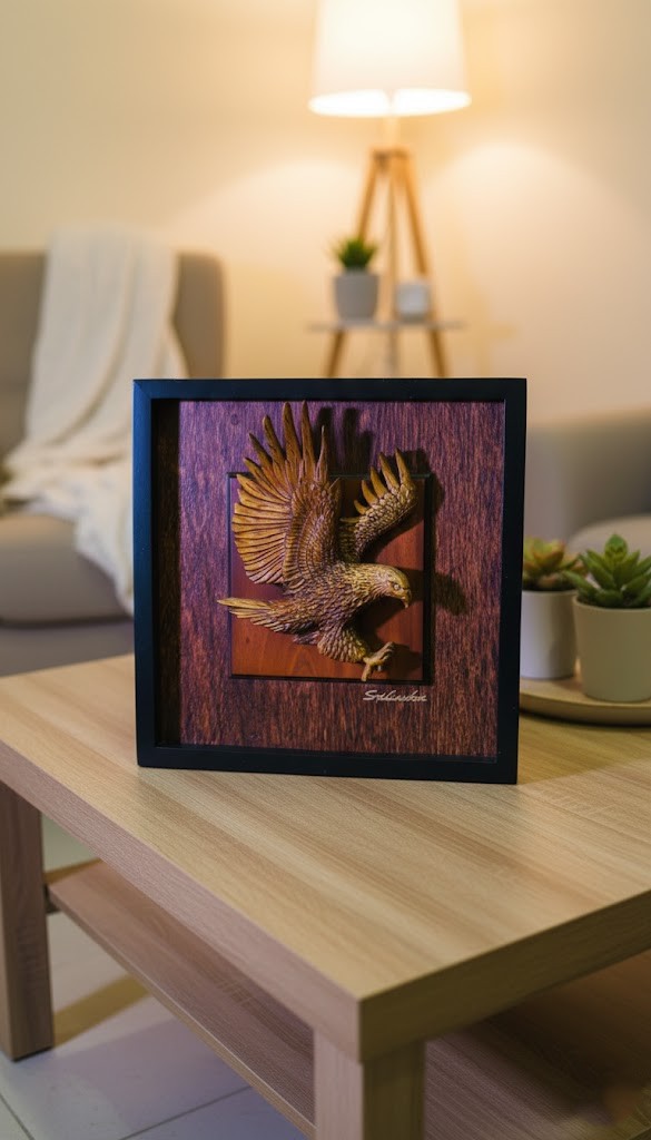 Handcrafted Wooden Eagle Wall Decor view 3