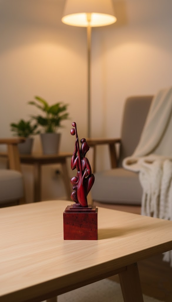 Abstract Wooden Family Sculpture